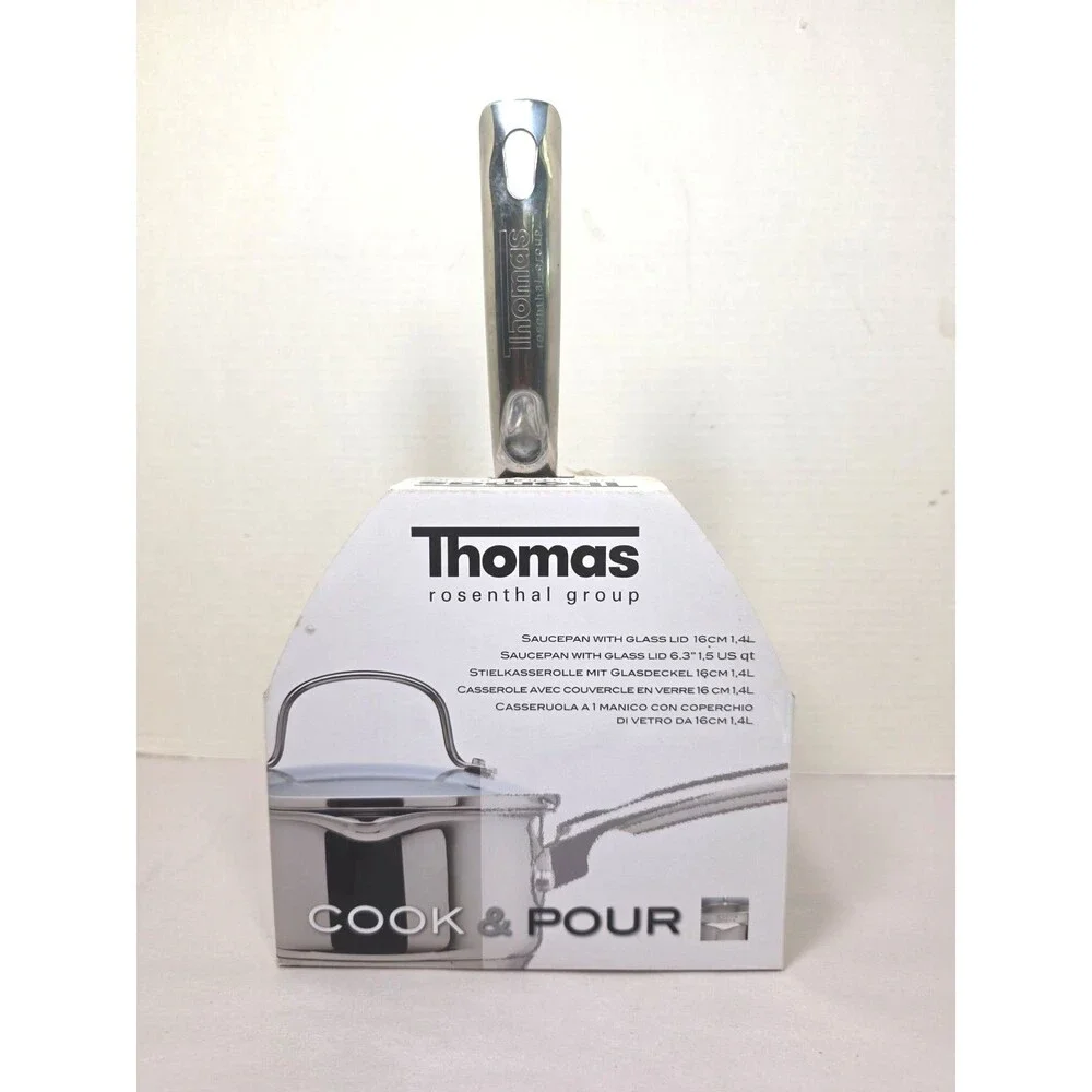New 1.4L Sauce Pan With Glass Lid Thomas rosenthal group Stainless